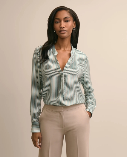 Silk Stripe Blouse, image 1