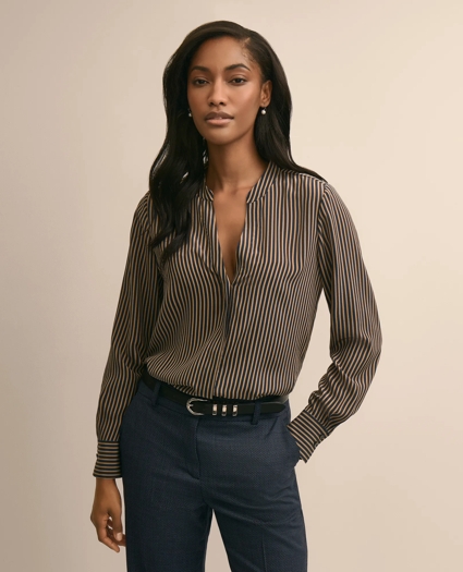 Silk Stripe Blouse, image 1