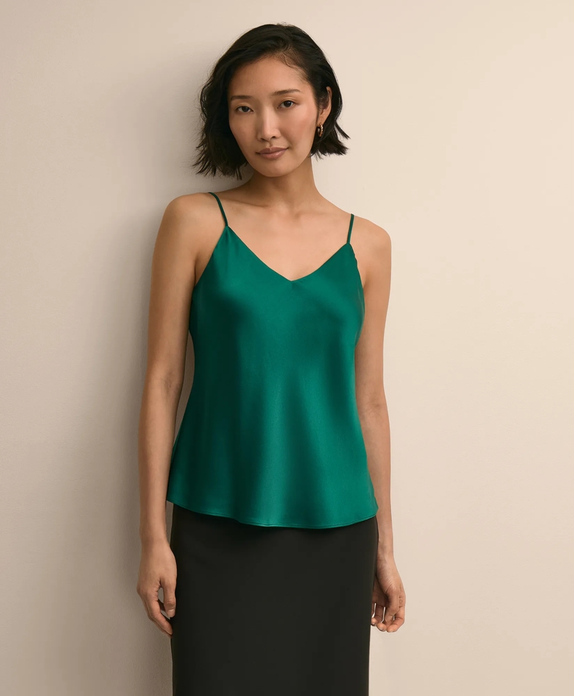 V-Neck Cami in Washable Silk Charmeuse, image 1