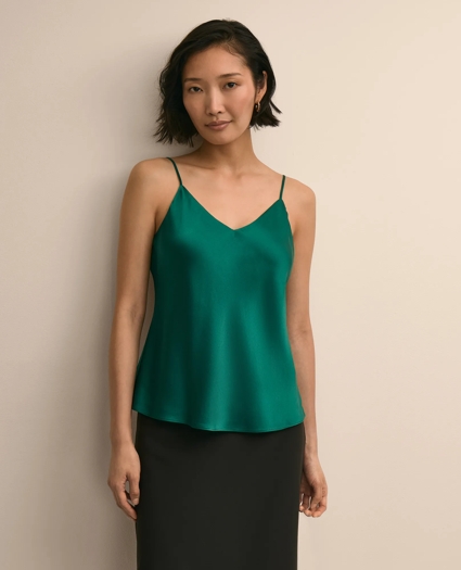 V-Neck Cami in Washable Silk Charmeuse, image 1