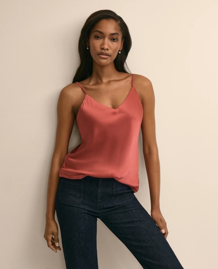 V-Neck Cami in Washable Silk Charmeuse, image 1