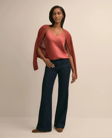 V-Neck Cami in Washable Silk Charmeuse, image 2