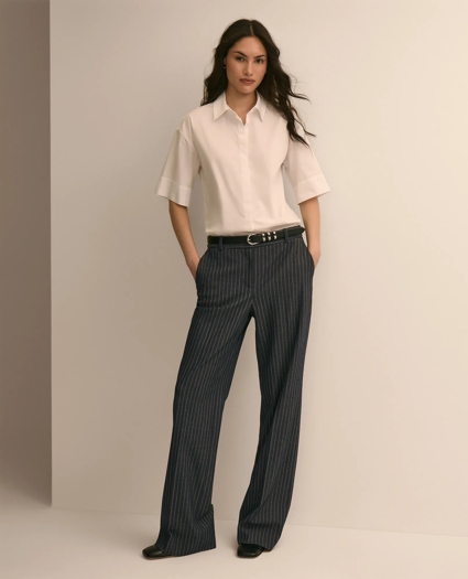 Cotton Short-Sleeve Drop-Shoulder Shirt, image 1