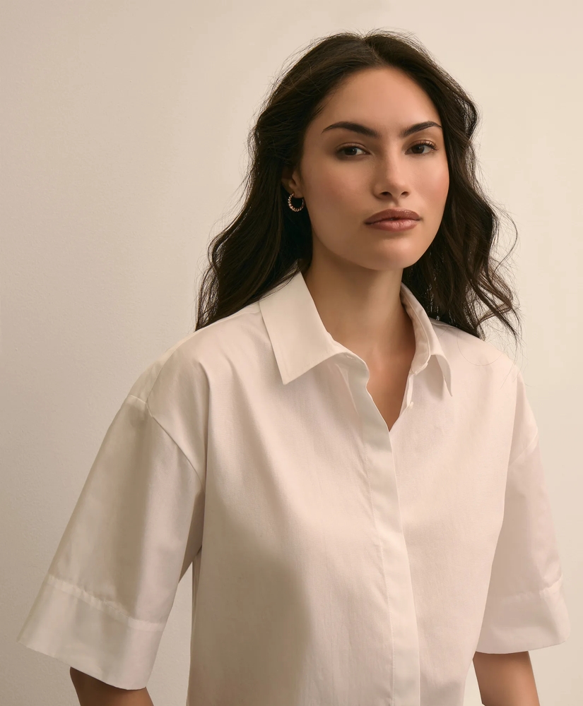 Cotton Short-Sleeve Drop-Shoulder Shirt, image 2