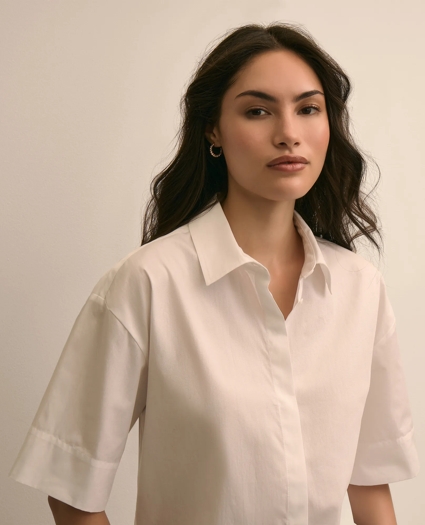 Cotton Short-Sleeve Drop-Shoulder Shirt, image 2
