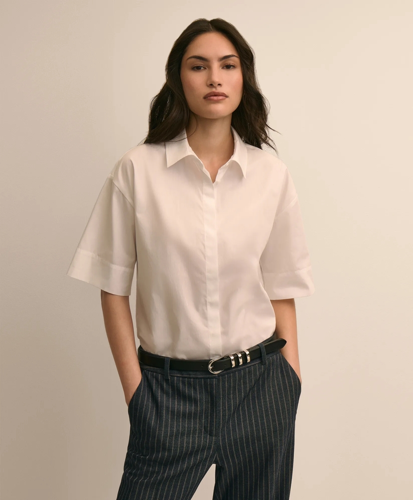 Cotton Short-Sleeve Drop-Shoulder Shirt, image 3