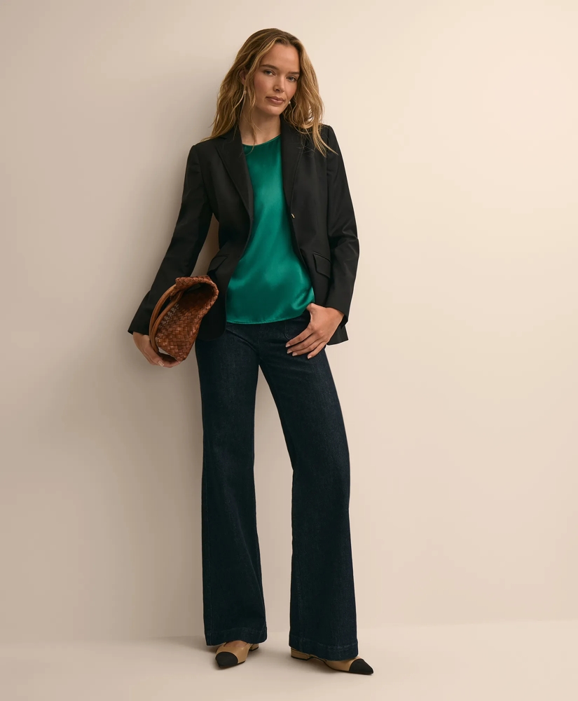 Short-Sleeve Top in Washable Silk Charmeuse, image 2