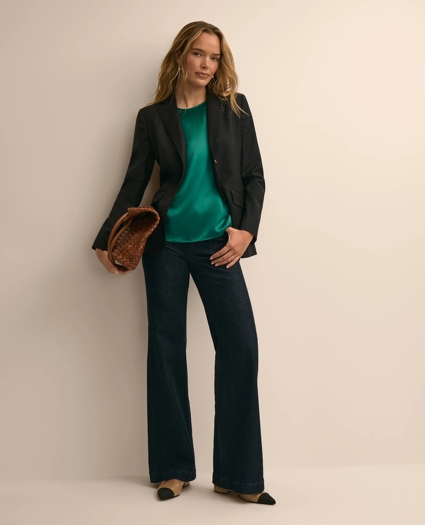 Short-Sleeve Top in Washable Silk Charmeuse, image 2