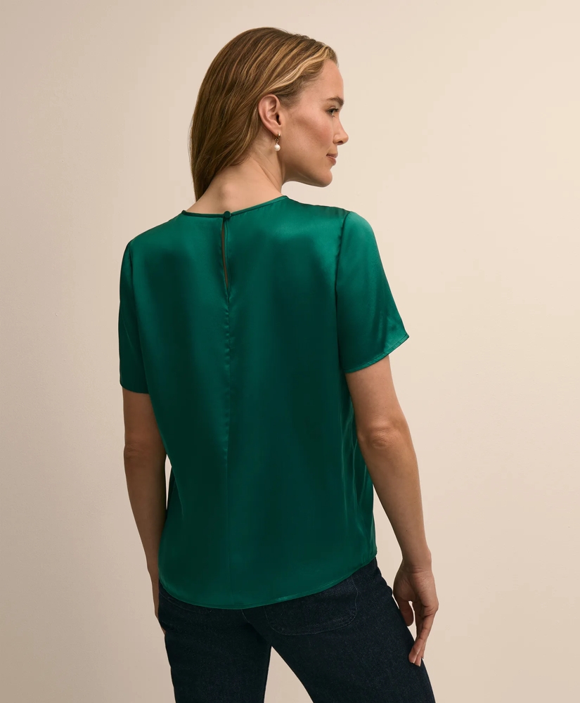 Short-Sleeve Top in Washable Silk Charmeuse, image 4