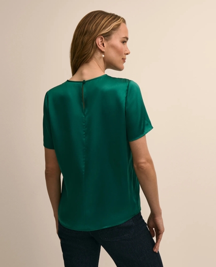 Short-Sleeve Top in Washable Silk Charmeuse, image 4