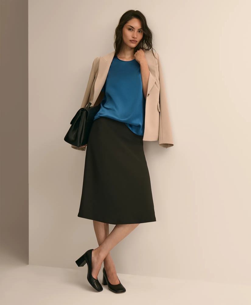 Short-Sleeve Top in Washable Silk Charmeuse, image 2