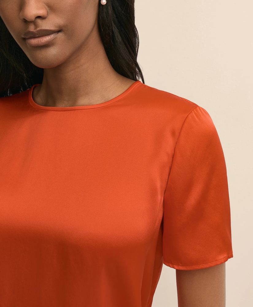 Short-Sleeve Top in Washable Silk Charmeuse, image 3