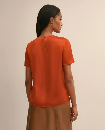 Short-Sleeve Top in Washable Silk Charmeuse, image 4