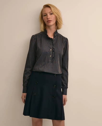 Cotton Dobby Ruffle-Detail Popover Shirt, image 1
