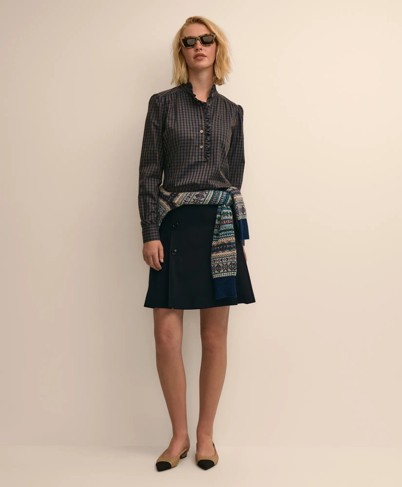 Cotton Dobby Ruffle-Detail Popover Shirt, image 2