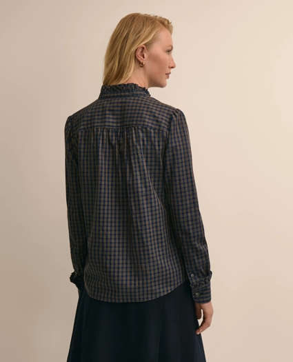Cotton Dobby Ruffle-Detail Popover Shirt, image 4
