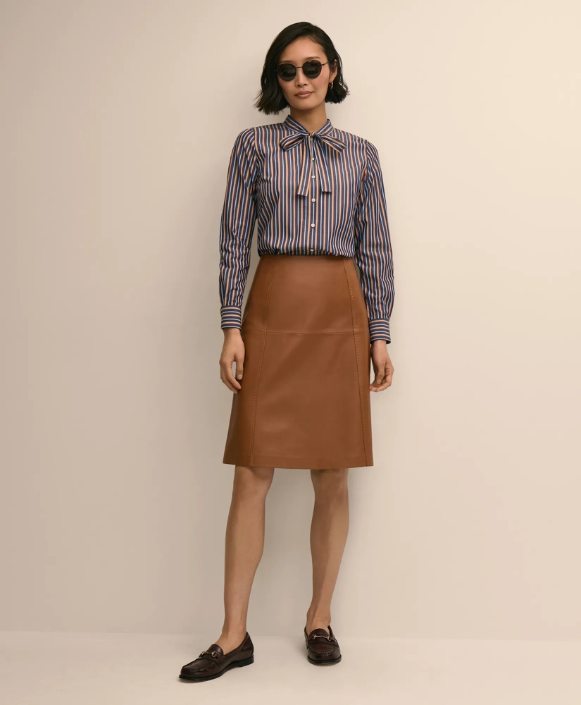 Supima&reg; Cotton Stripe Tie-Neck Shirt, image 2
