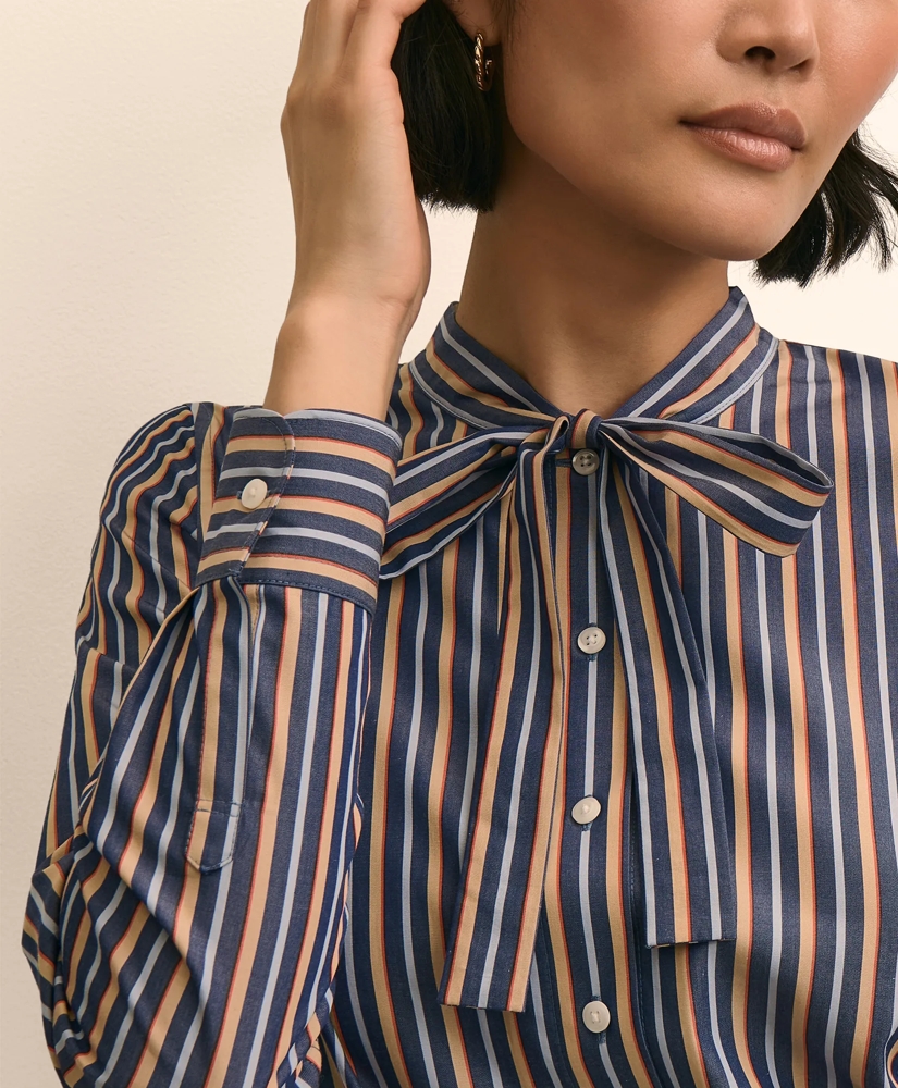 Supima&reg; Cotton Stripe Tie-Neck Shirt, image 3