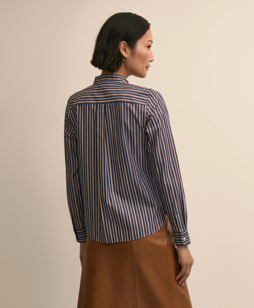 Supima&reg; Cotton Stripe Tie-Neck Shirt, image 4