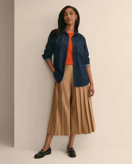 Cotton Denim Oversized Drop-Shoulder Shirt, image 2