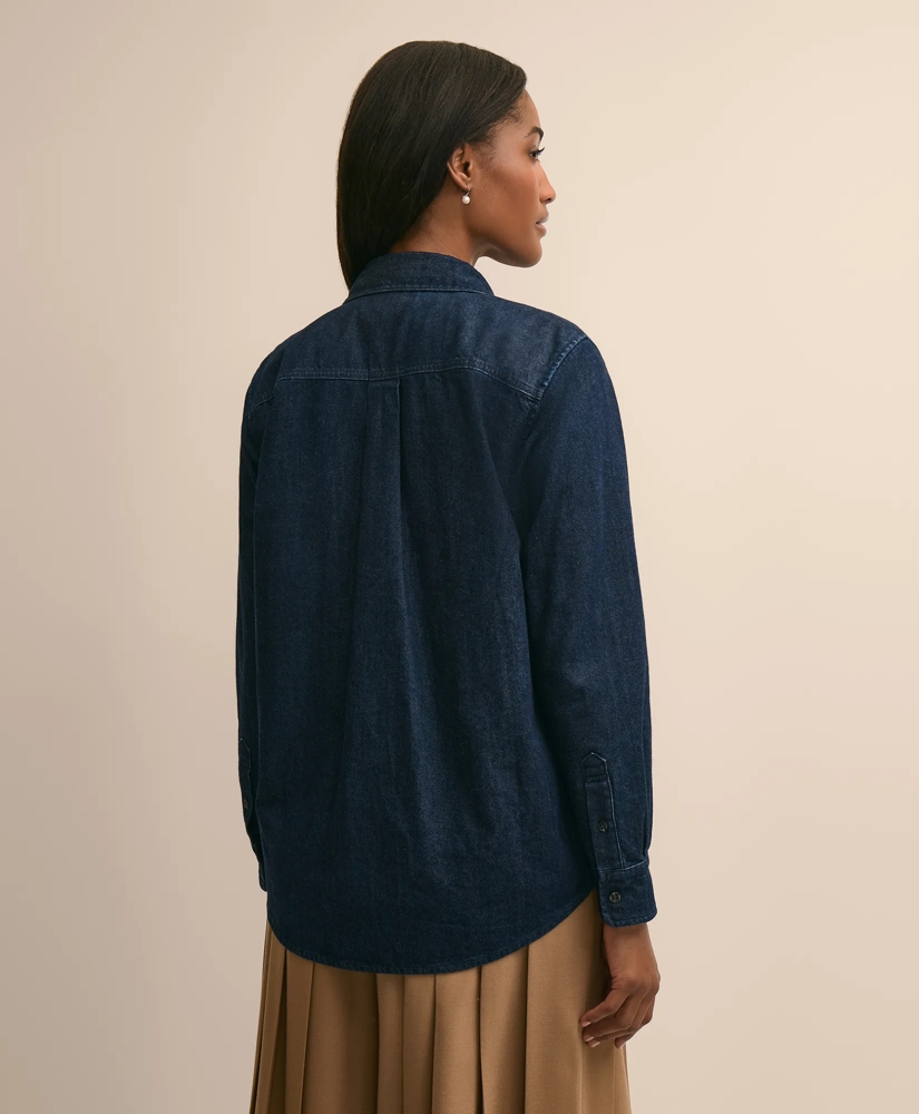 Cotton Denim Oversized Drop-Shoulder Shirt, image 4