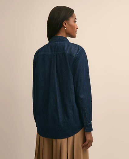 Cotton Denim Oversized Drop-Shoulder Shirt, image 4