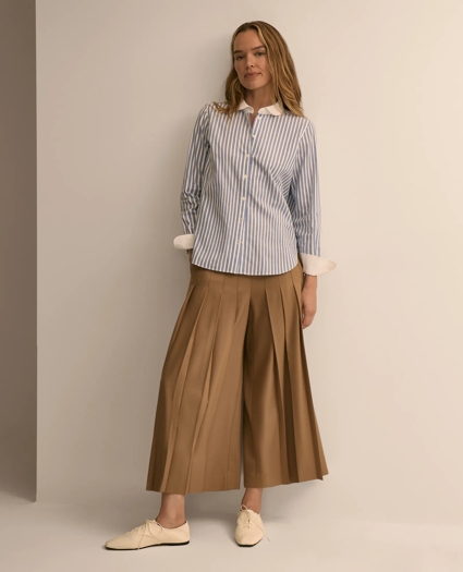 Cotton-Blend Stripe Contrast-Collar Shirt, image 2