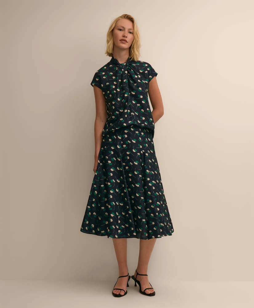 Silk Twist-Neck Leaf Blouse, image 2