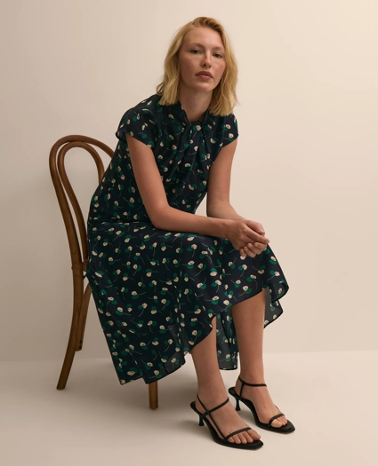 Silk Twist-Neck Leaf Blouse, image 4