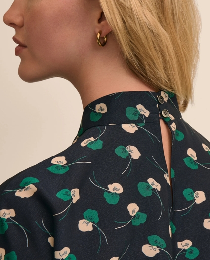 Silk Twist-Neck Leaf Blouse, image 6