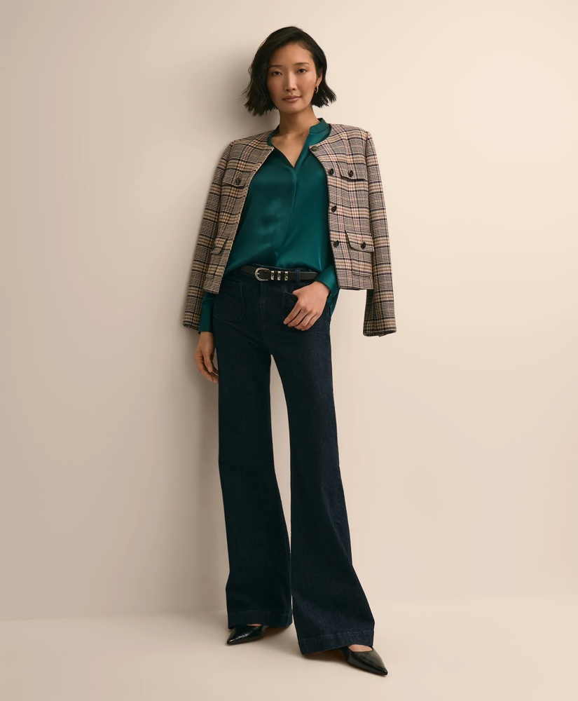 Silk Open V-Neck Blouse, image 2