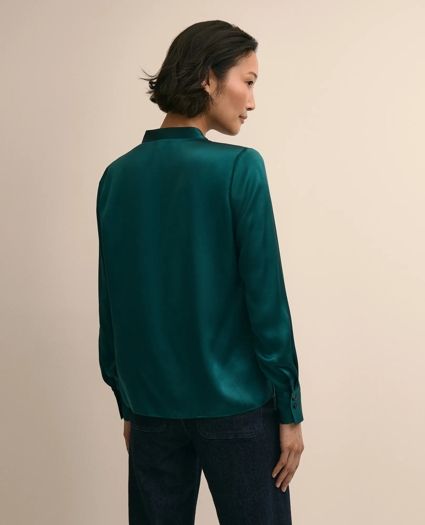 Silk Open V-Neck Blouse, image 4