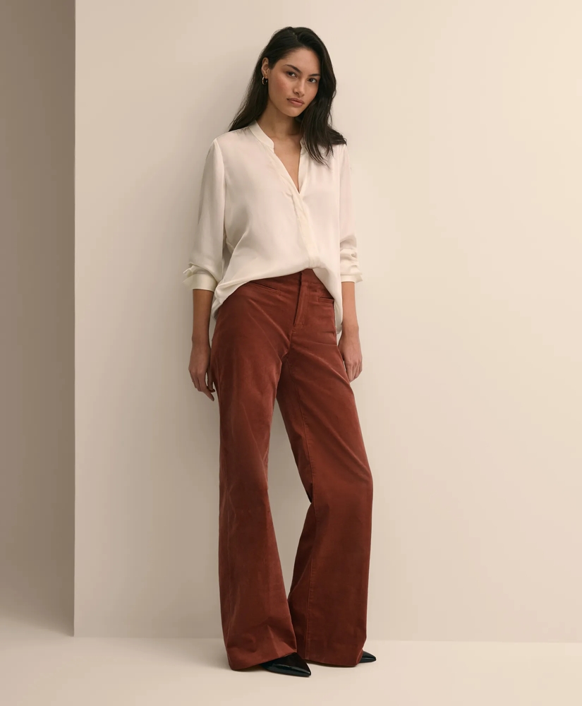 Silk Open V-Neck Blouse, image 3