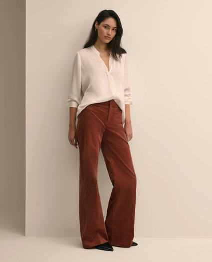 Silk Open V-Neck Blouse, image 3