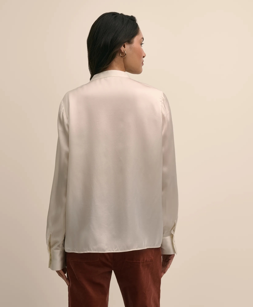 Silk Open V-Neck Blouse, image 4