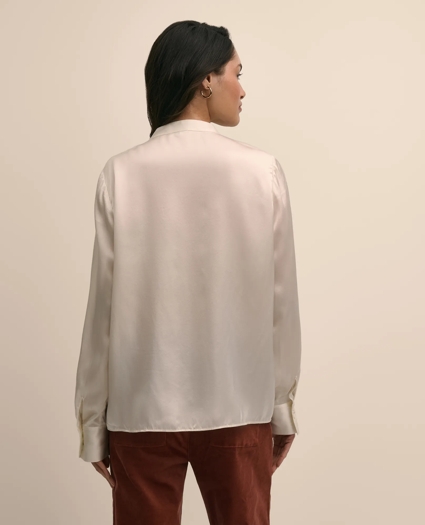 Silk Open V-Neck Blouse, image 4