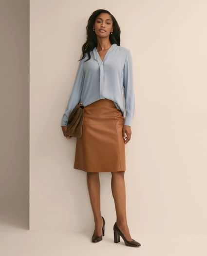 V-Neck Pleated Blouse, image 2
