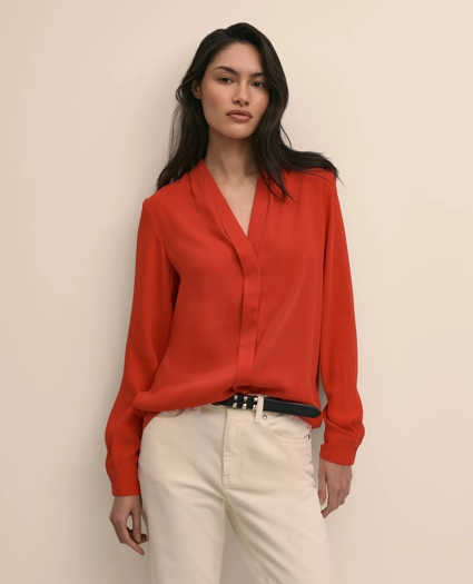 V-Neck Pleated Blouse, image 1