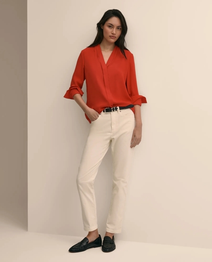 V-Neck Pleated Blouse, image 2