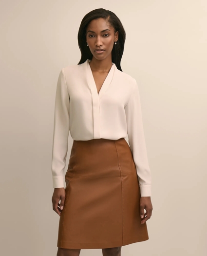 V-Neck Pleated Blouse, image 1