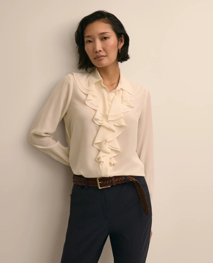 Silk Ruffle-Detail Blouse, image 1