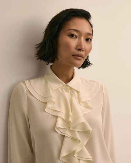 Silk Ruffle-Detail Blouse, image 3
