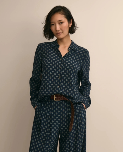 Relaxed Drop-Shoulder Foulard Blouse, image 1
