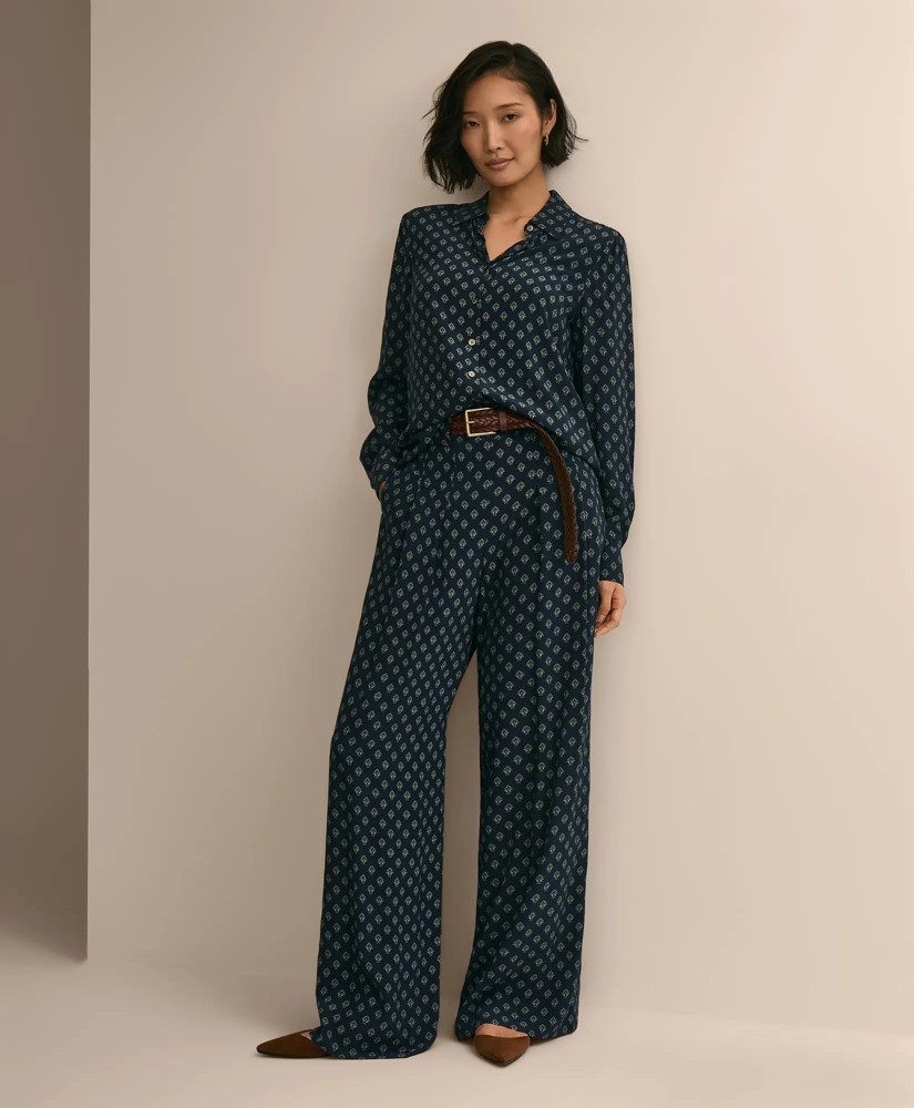 Relaxed Drop-Shoulder Foulard Blouse, image 2
