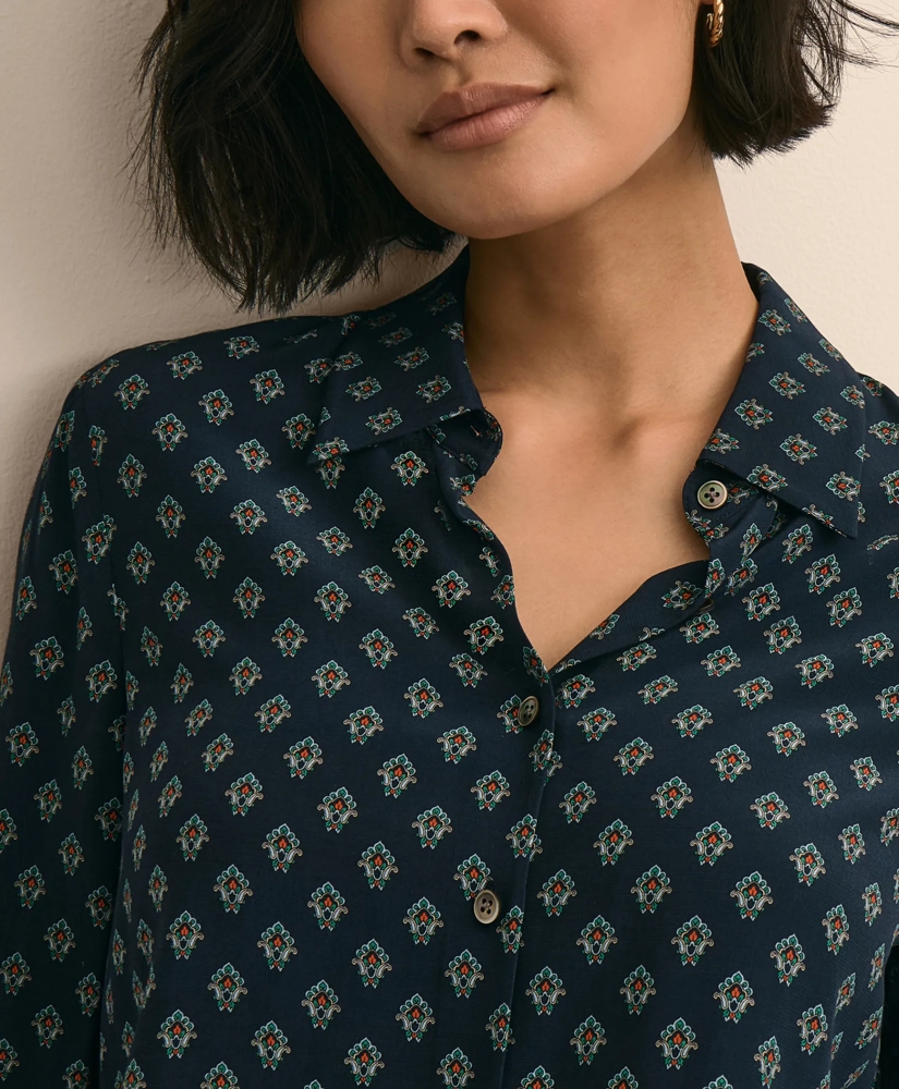 Relaxed Drop-Shoulder Foulard Blouse, image 3