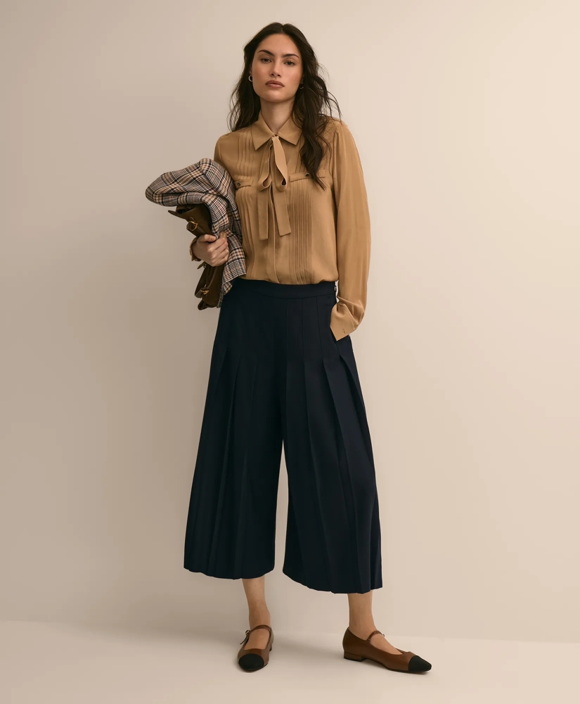 Pleated Tie-Neck Blouse, image 2