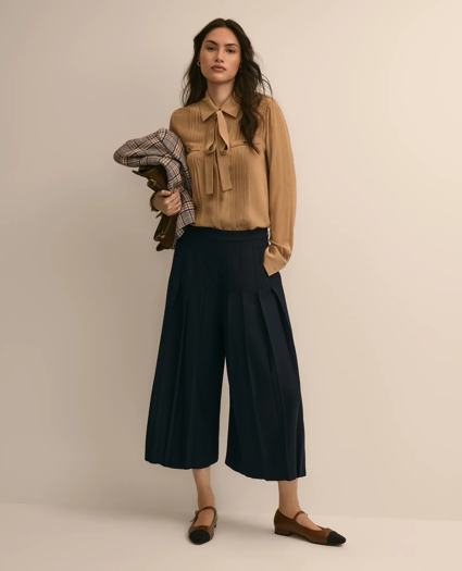 Pleated Tie-Neck Blouse, image 2