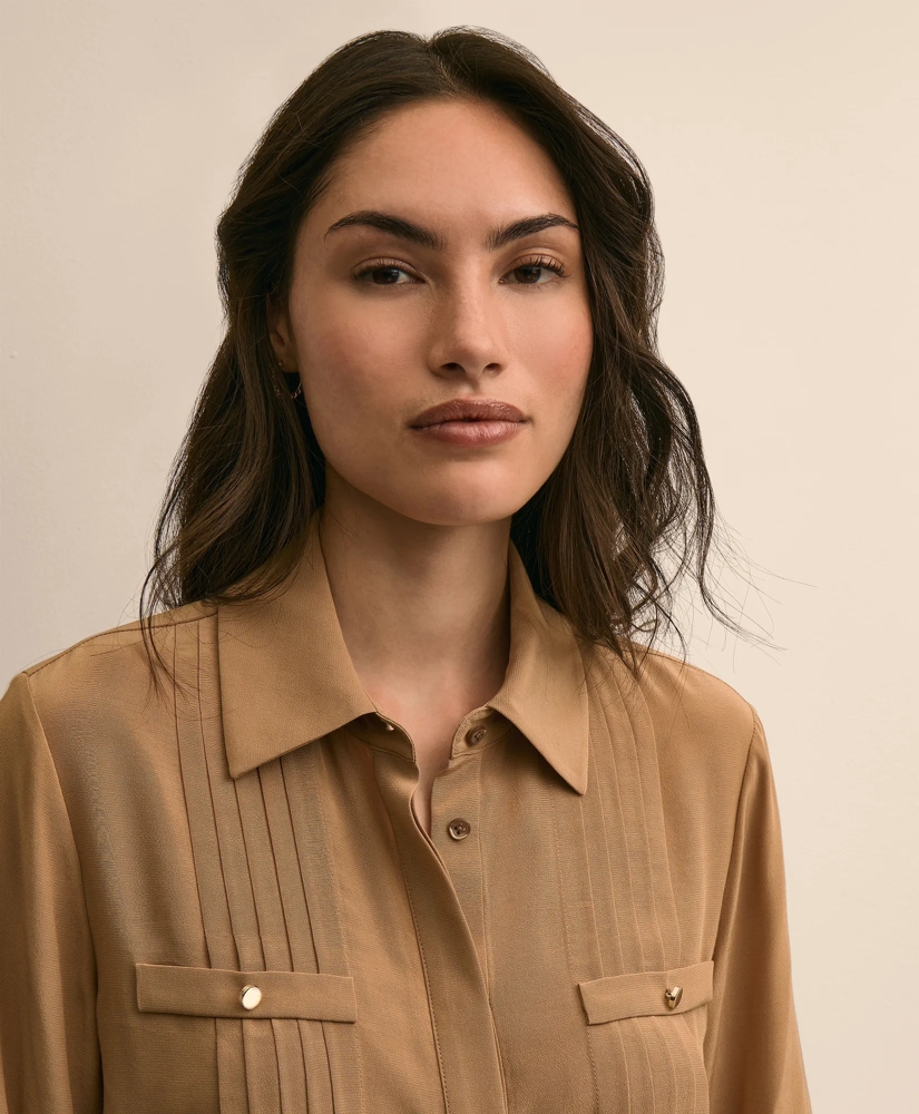 Pleated Tie-Neck Blouse, image 3