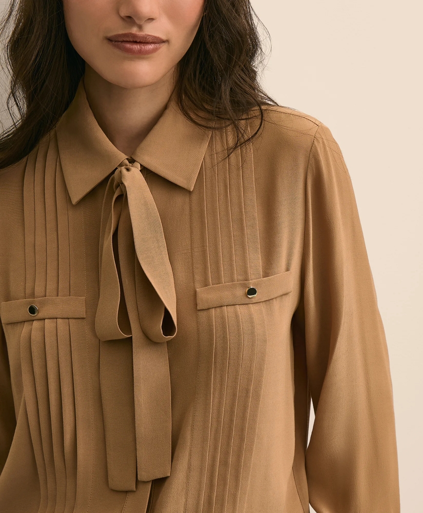 Pleated Tie-Neck Blouse, image 5