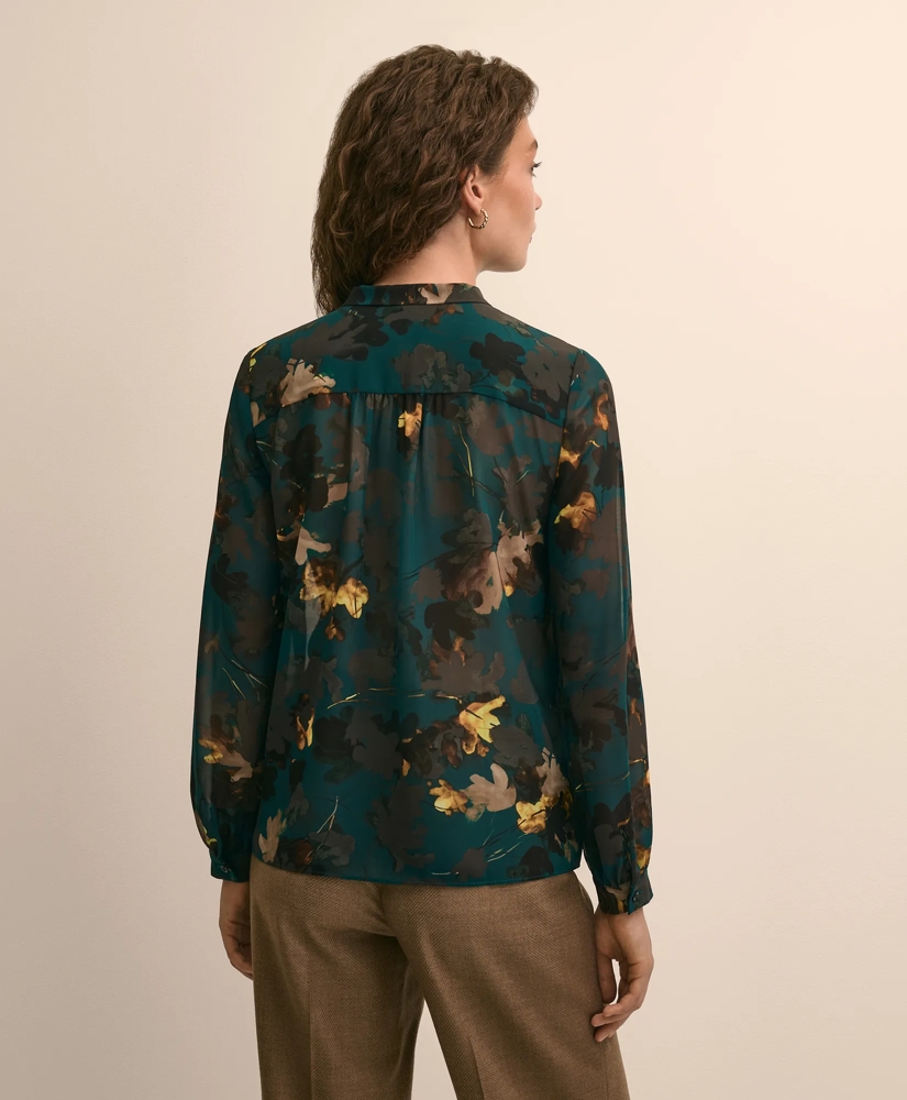 Leaf Motif Tie-Neck Blouse, image 4